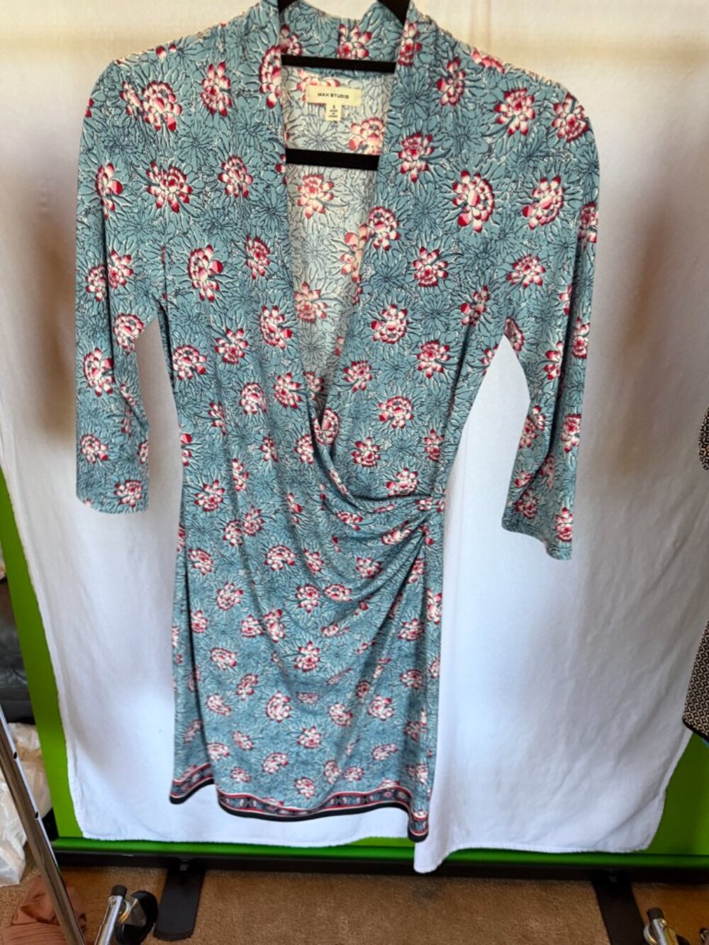 MAX STUDIO Floral Faux Wrap 3/4 Sleeve Dress S